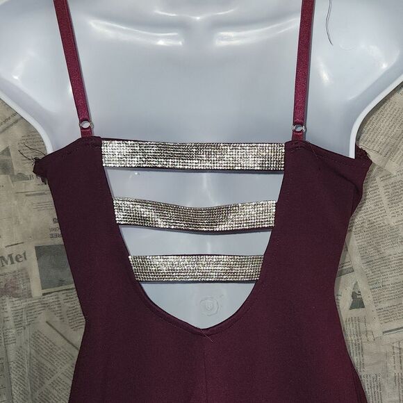 Dark Purple Cocktail Dress with Sparkle Embellishments - Picture 3 of 8